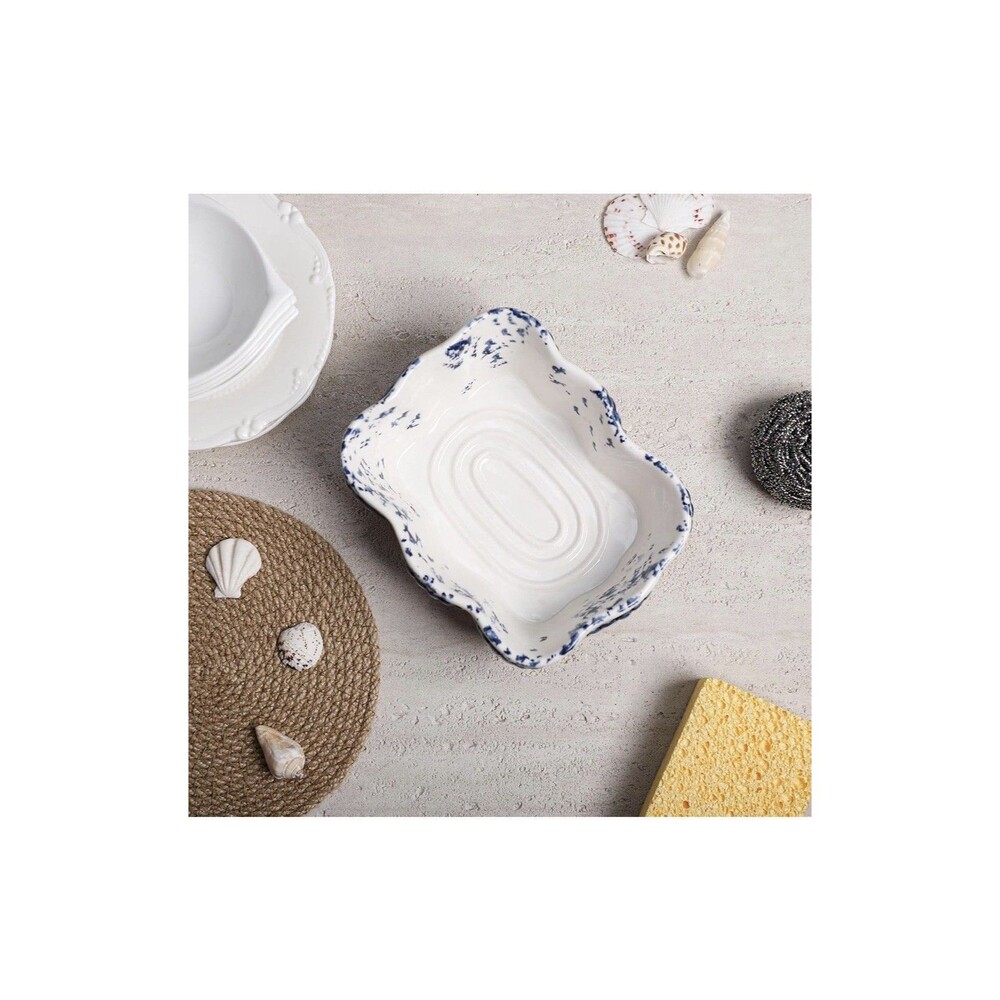 Ceramic Blue Shell Sponge Holder Kitchen Sink Caddy Dish Sponge Organizer New - Picture 5 of 7